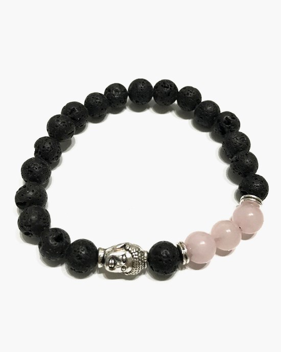 Armband Lava Stone Bracelet - Buddha Rose Quartz